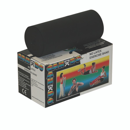 CANDO LATEX FREE EXERCISE RESISTANCE BAND (6 YD ROLL – BLACK – X-HEAVY)