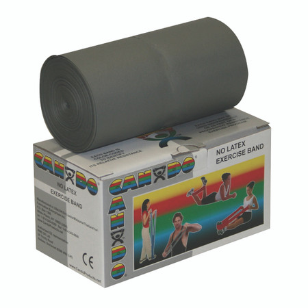 CANDO LATEX FREE EXERCISE RESISTANCE BAND (6 YD ROLL – SILVER – XX-HEAVY)
