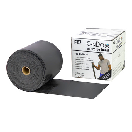 CANDO LOW POWDER EXERCISE BAND (BLACK – X-HEAVY, 25 YD. ROLL)